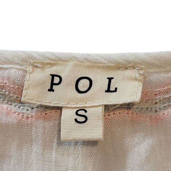 NEW POL Small Off-White Crinkled Cotton Blouse Embroidered Tie Tassels BOHO - Picture 3 of 15